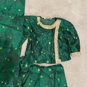 Green silk children's lengha